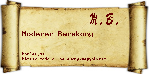 Moderer Barakony névjegykártya